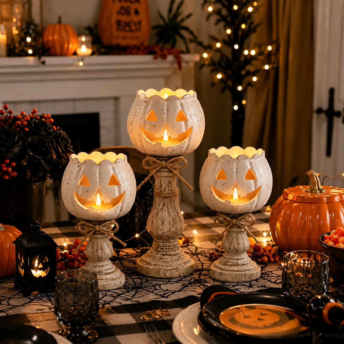 Rustic Pumpkin Candle Holders – Vintage Fall Collection