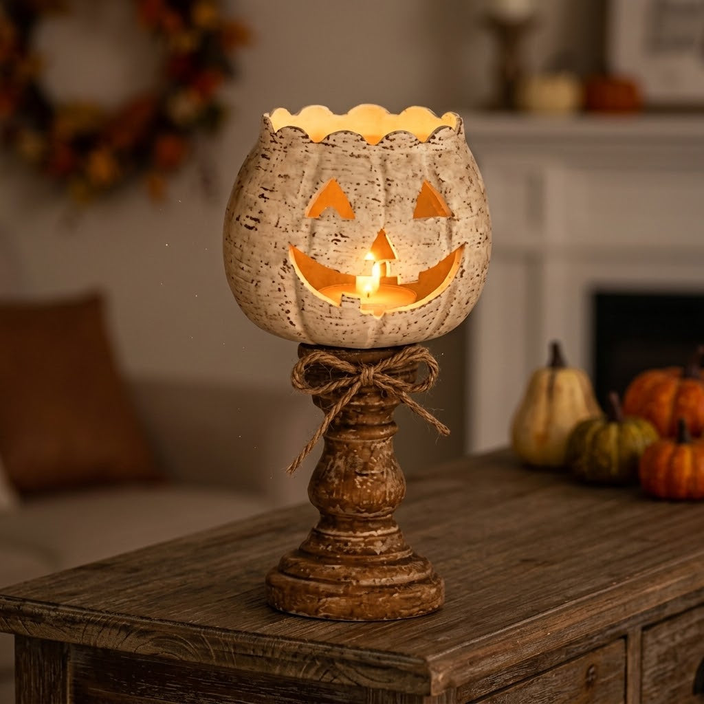 Rustic Pumpkin Candle Holders – Vintage Fall Collection