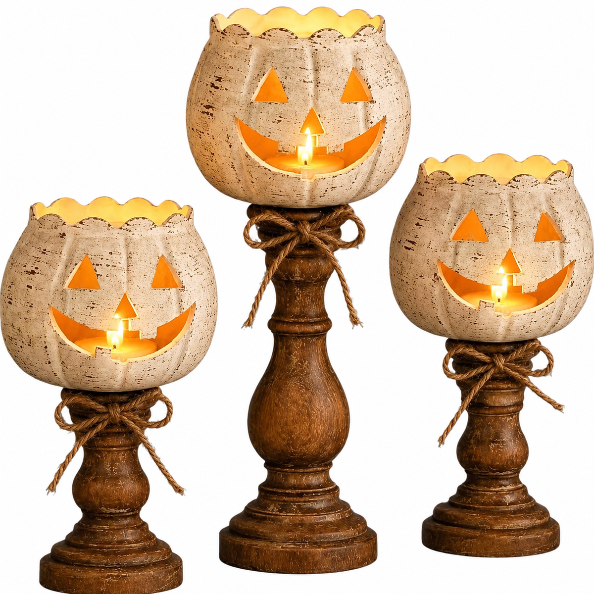 Rustic Pumpkin Candle Holders – Vintage Fall Collection