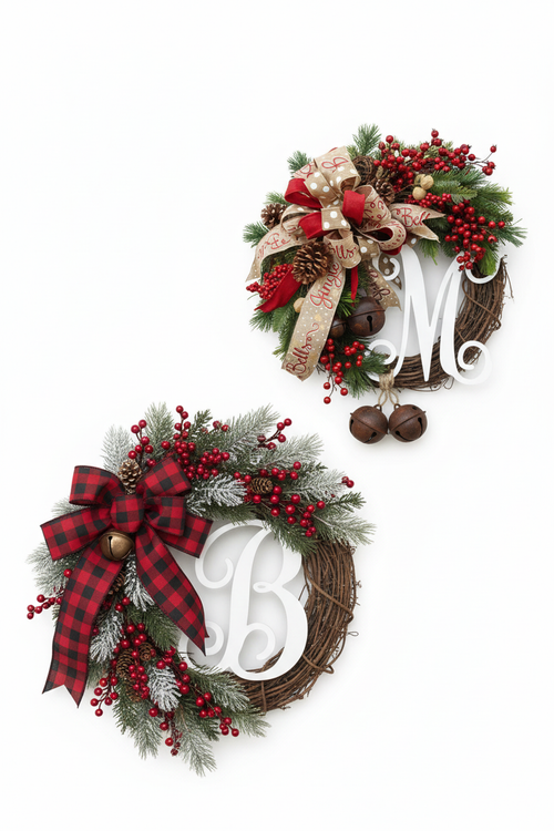 Christmas Monogram Door Wreath - Overview