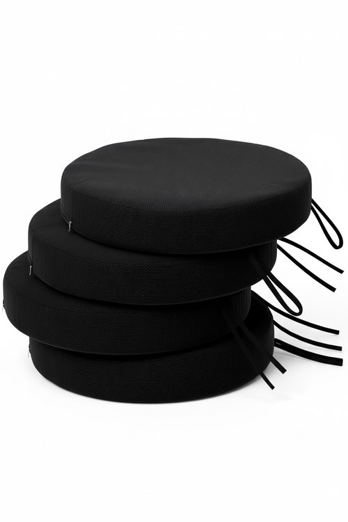 Black Round Bistro Chair Pads – 4-Pack - Overview