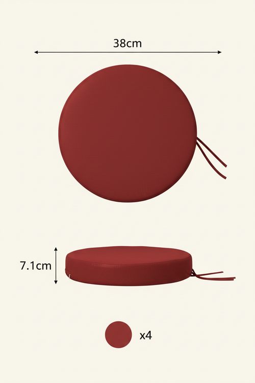 Wine Red Round Bistro Chair Pads – 4-Pack - Specs
