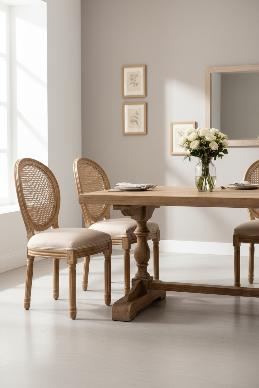 Chairs styled at a dining table