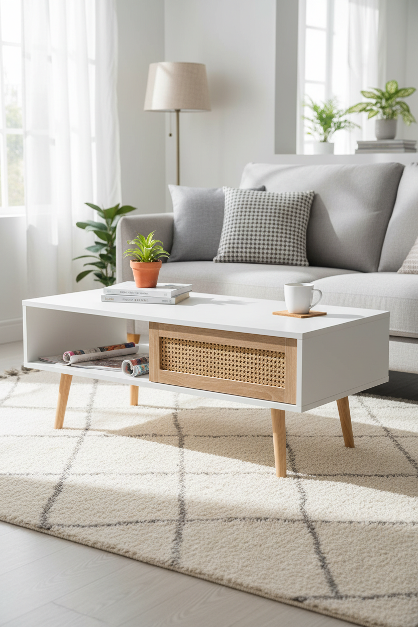 Coffee table styled in a living room