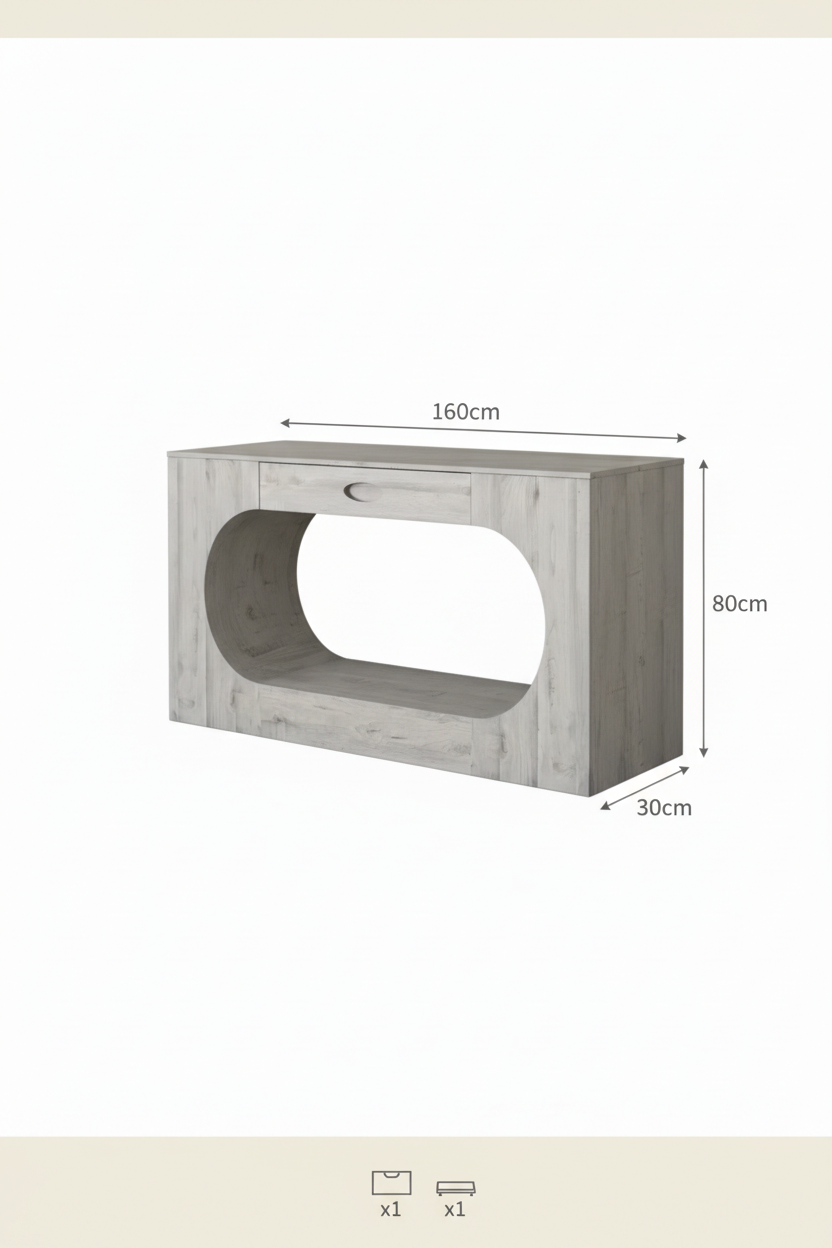 Console table dimension diagram