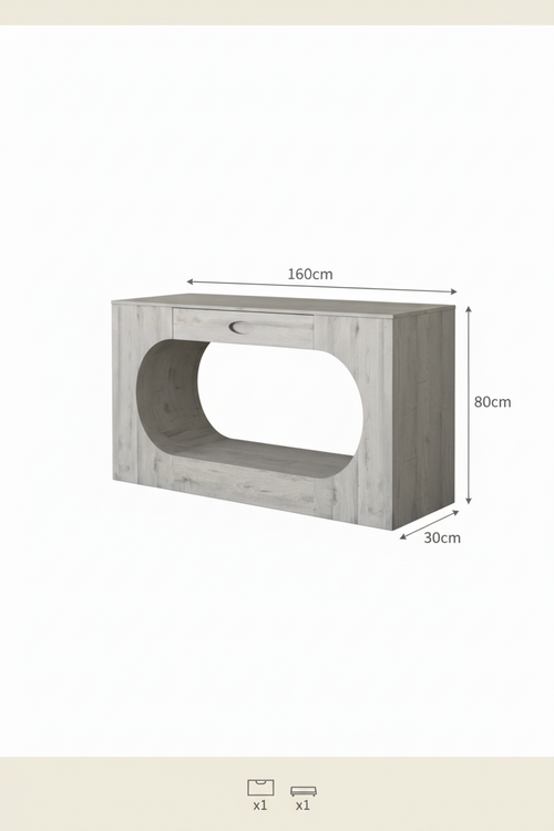 63-Inch Gray Console Table with Storage Drawer - Specs