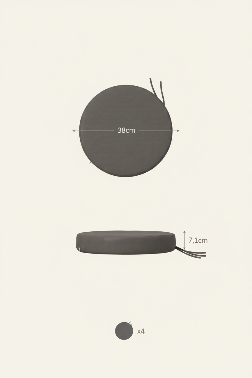 Dark gray chair pad dimension diagram