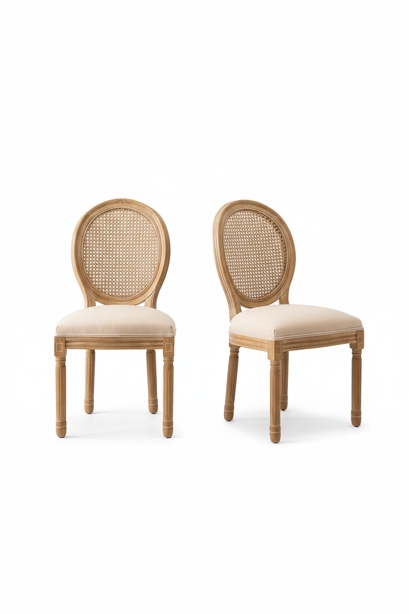 French country dining chairs hero on white