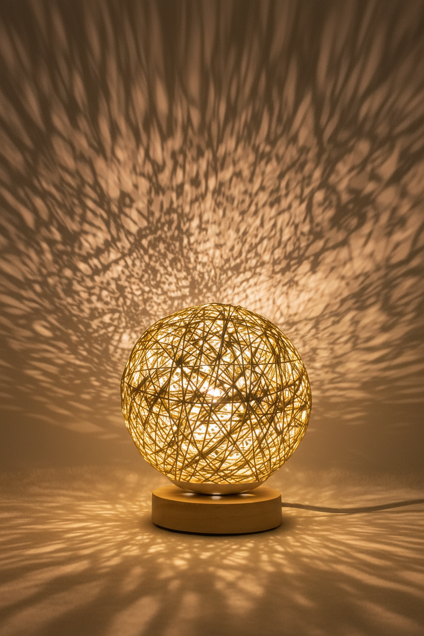 Woven Rattan LED Table Lamp – Soft Ambient USB Light