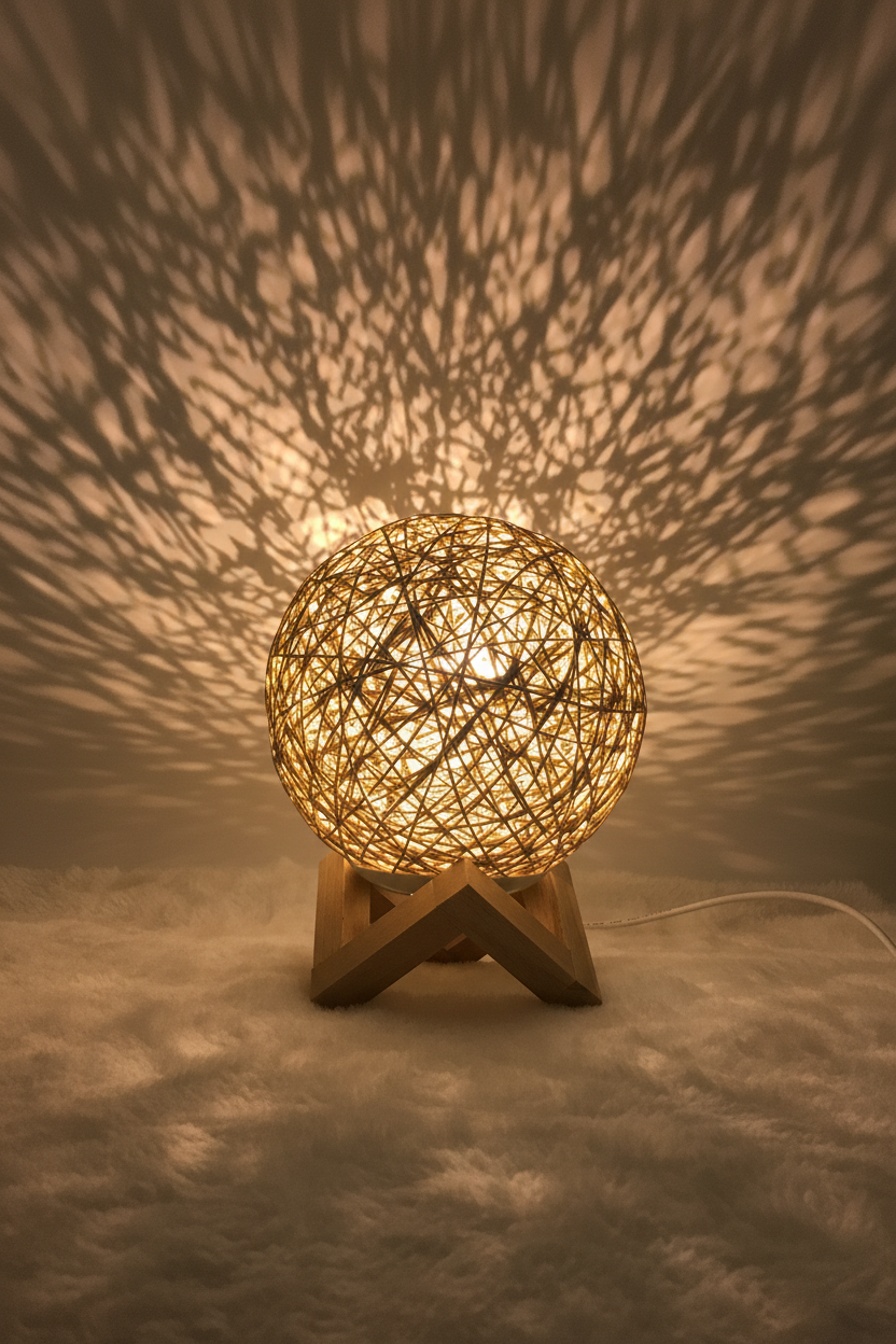 Woven Rattan LED Table Lamp – Soft Ambient USB Light