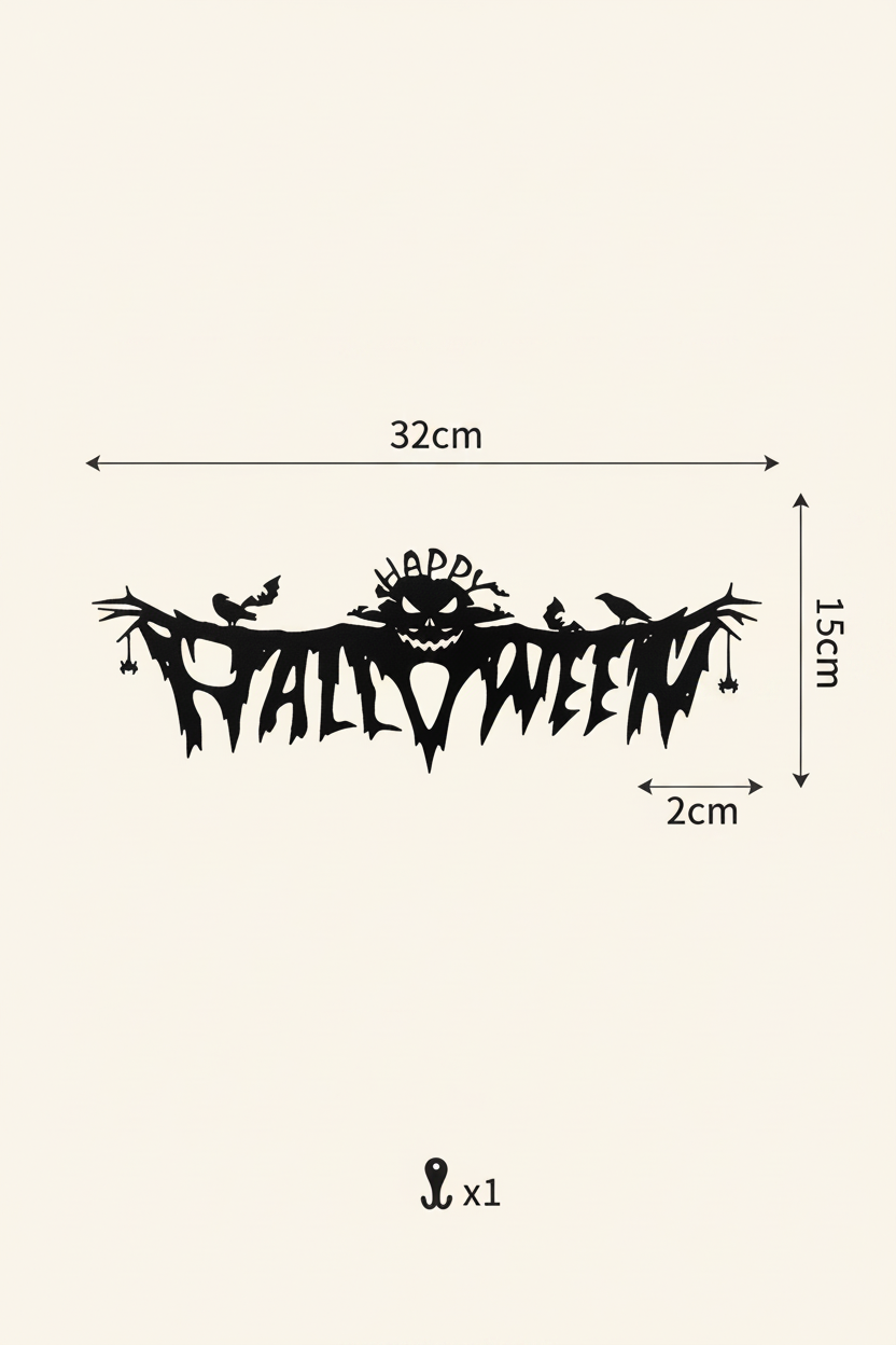 Gothic Halloween wall art dimension diagram