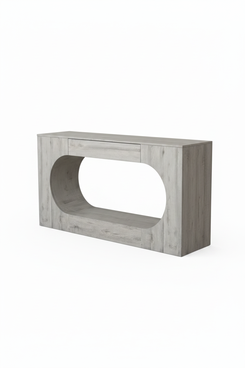 Grey console table hero on white