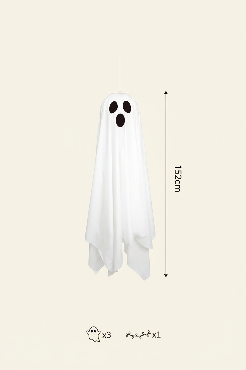 Halloween ghost height diagram, 152 cm