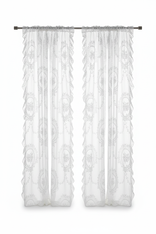 Pastoral Lace Sheer Curtain Pair, 150 cm Wide - Overview