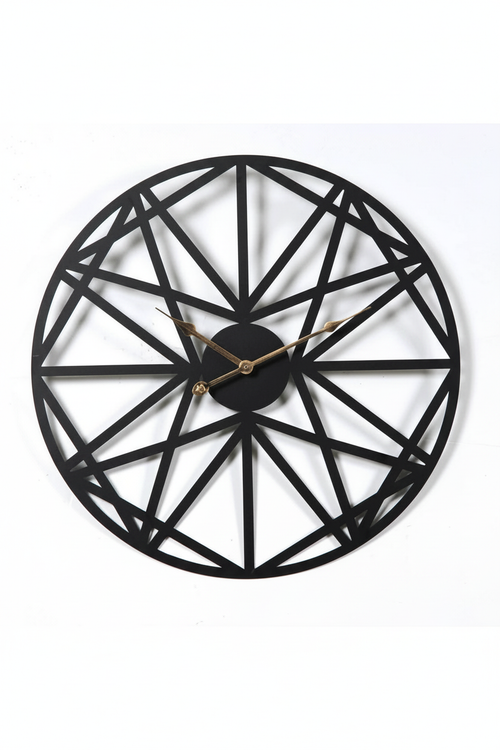 Modern Black Iron Wall Clock, Silent Sweep - Overview
