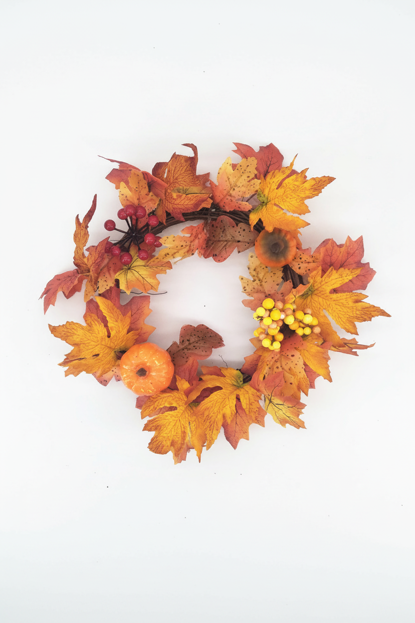 No Light style rustic Thanksgiving and Christmas wreath