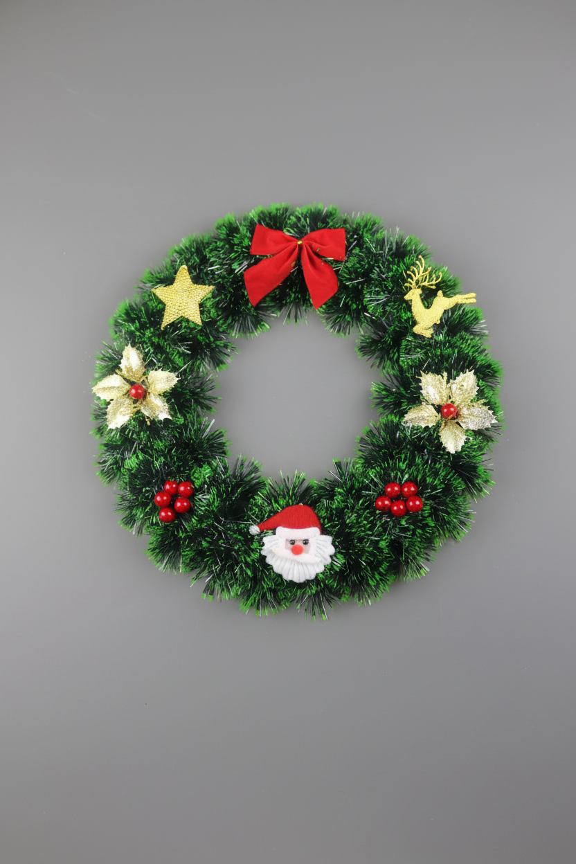 Green and Red Floral 30 cm Christmas wreath