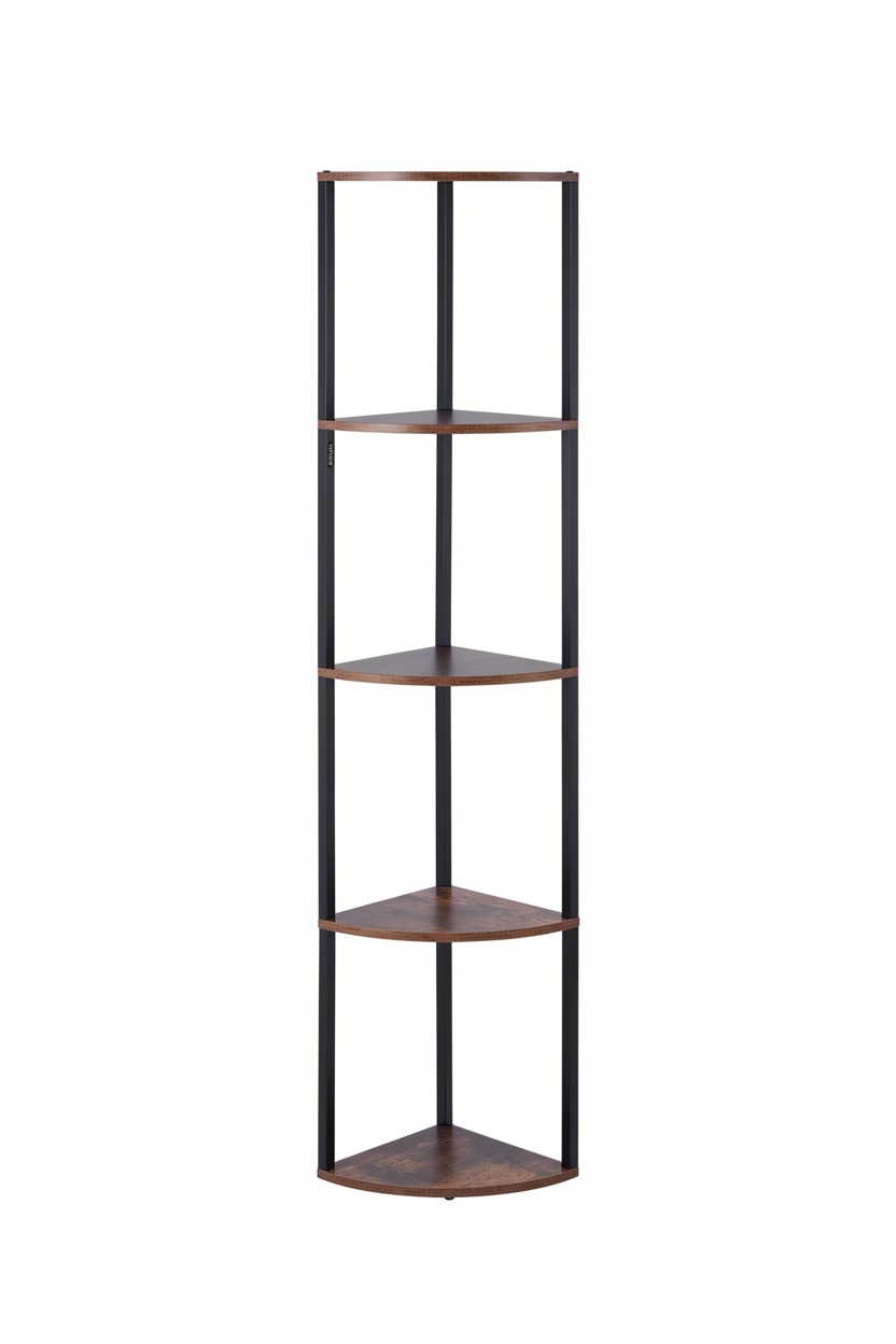 Brown 5-tier LED corner shelf, supplier image converted to portrait