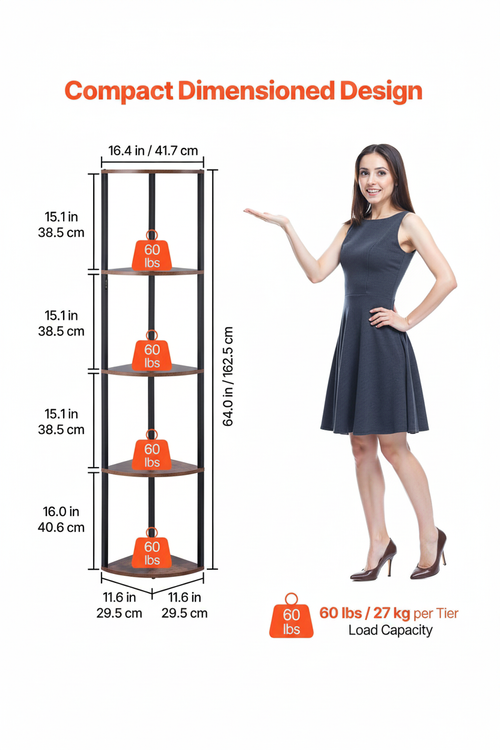 5-Tier LED Corner Shelf – Modern Storage & Display - Specs