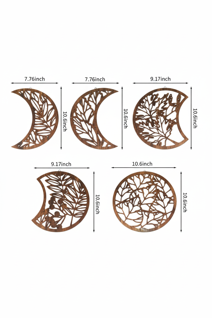 Floral celestial wooden wall hanging, supplier image converted to portrait