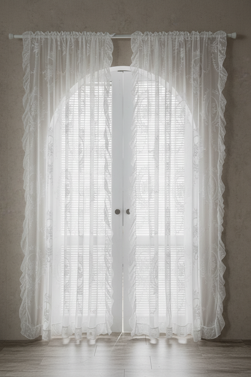 Pastoral Lace Sheer Curtain Pair, 150 cm Wide - Specs