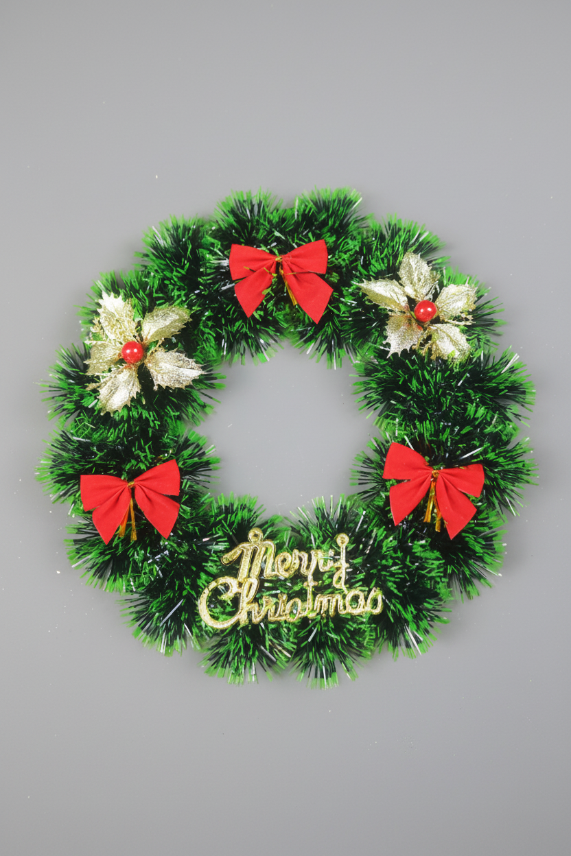Red and Gold Floral 26 cm Christmas wreath