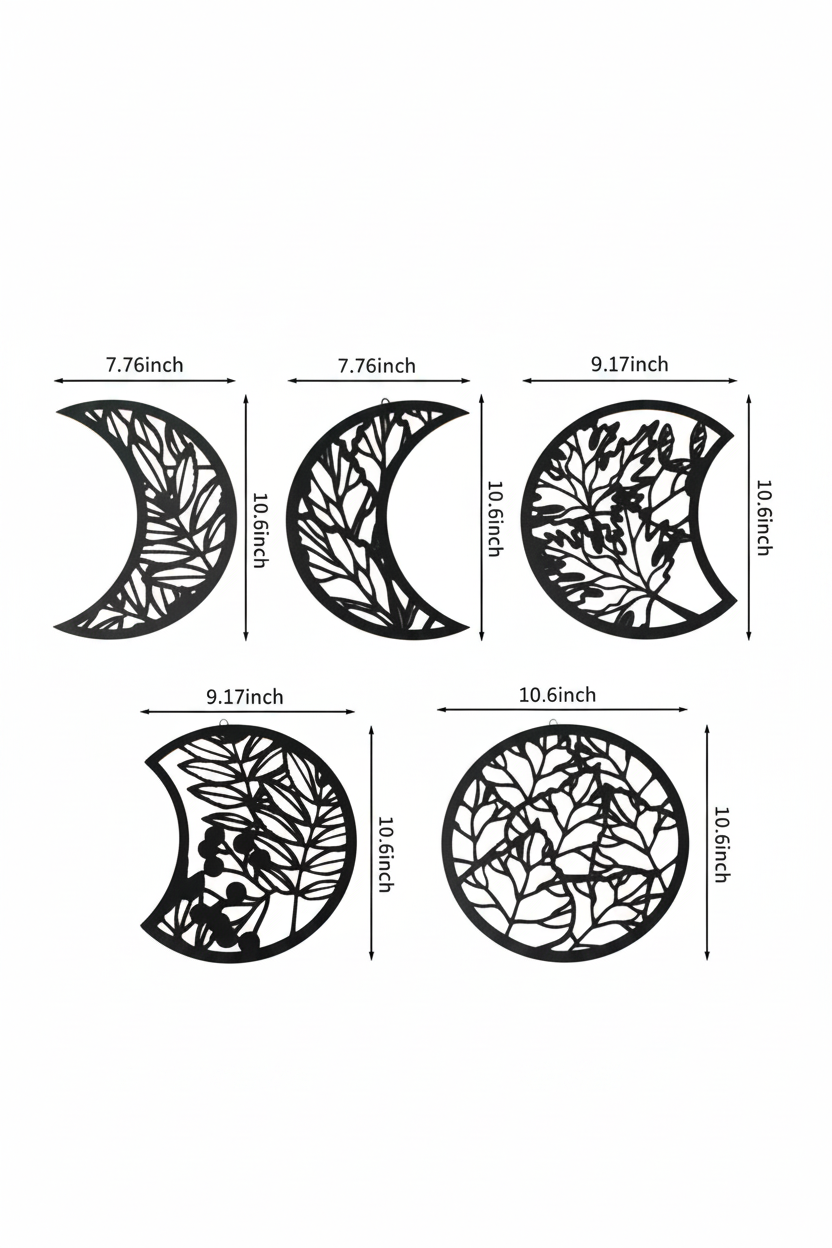 Five-piece moon phase wall decor arrangement, supplier image converted to portrait