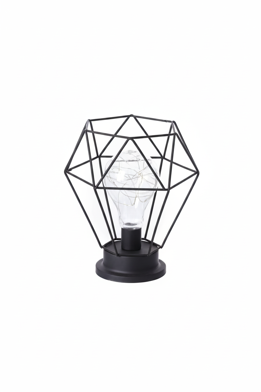 Iron Diamond style hollow wrought iron table lamp with warm white LEDs