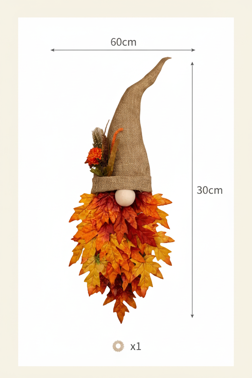 Maple leaf and gnome wreath size diagram
