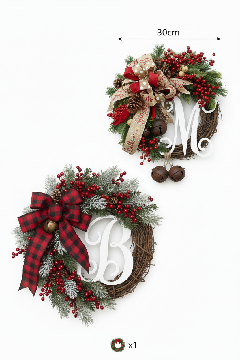 Monogram wreath dimension diagram