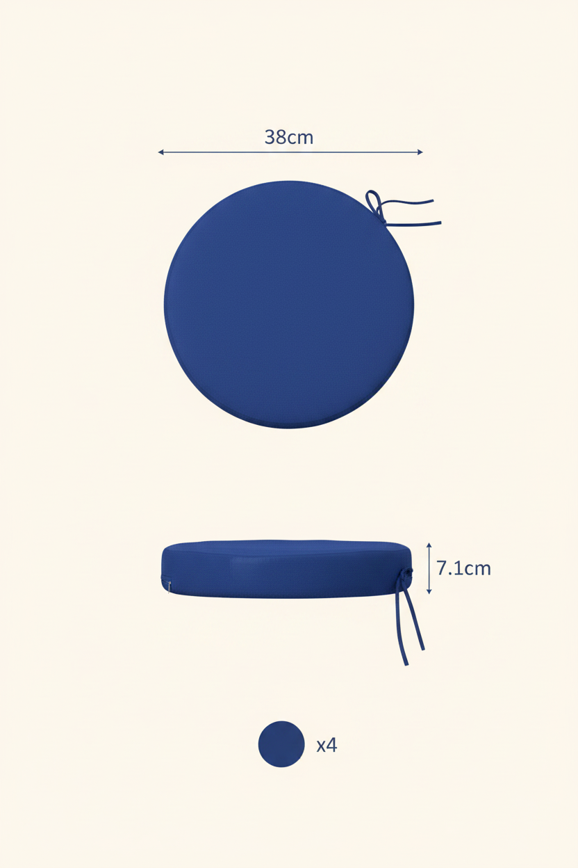 Navy chair pad dimension diagram