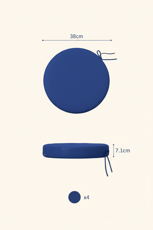 Navy Blue Round Bistro Chair Pads – 4-Pack - Specs