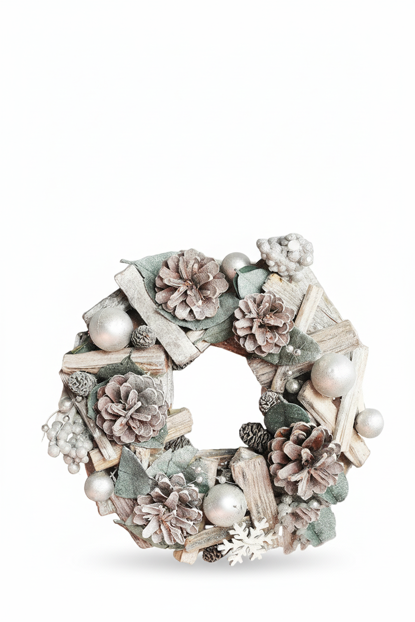 Nordic Christmas décor with pinecones and snowflakes, supplier image 1