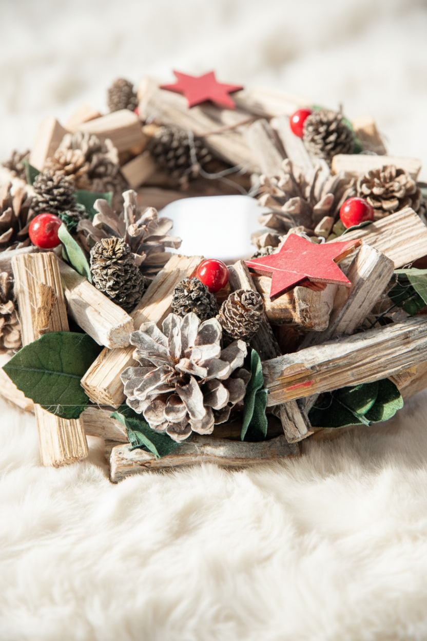 Nordic Christmas décor with pinecones and snowflakes, supplier image 3