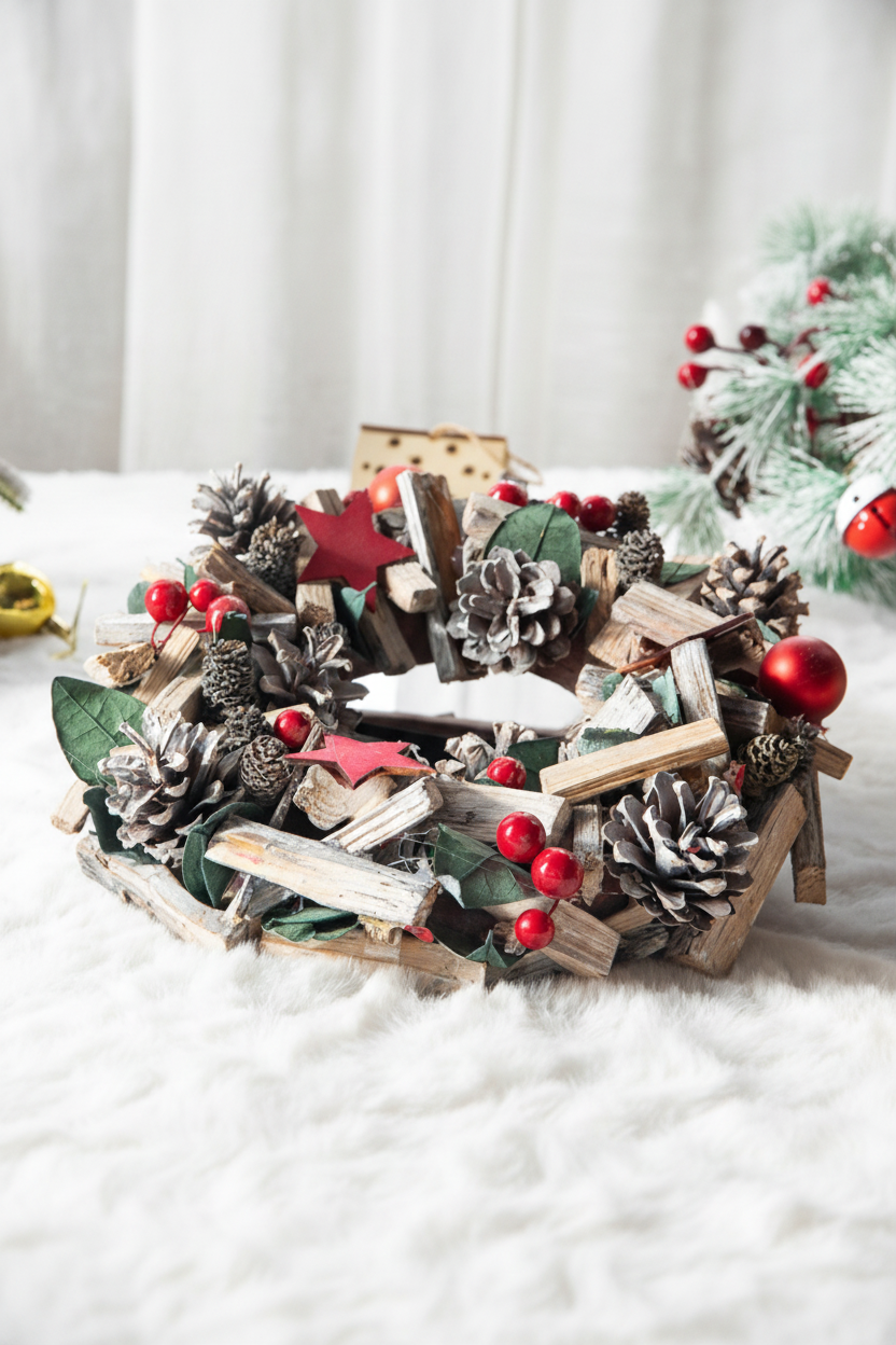 Nordic Christmas décor with pinecones and snowflakes, supplier image 5