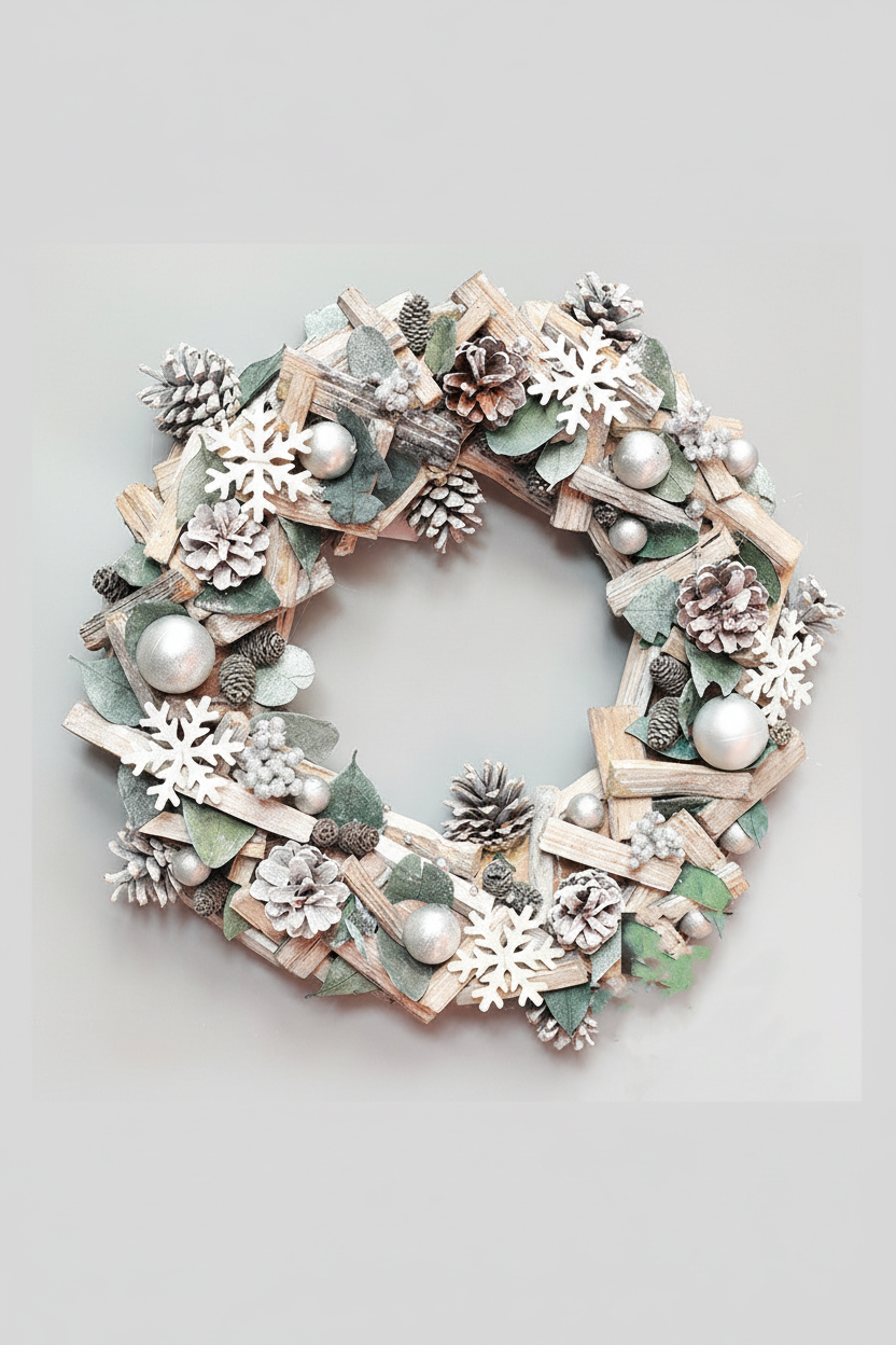 Nordic Christmas décor with pinecones and snowflakes, supplier image 8