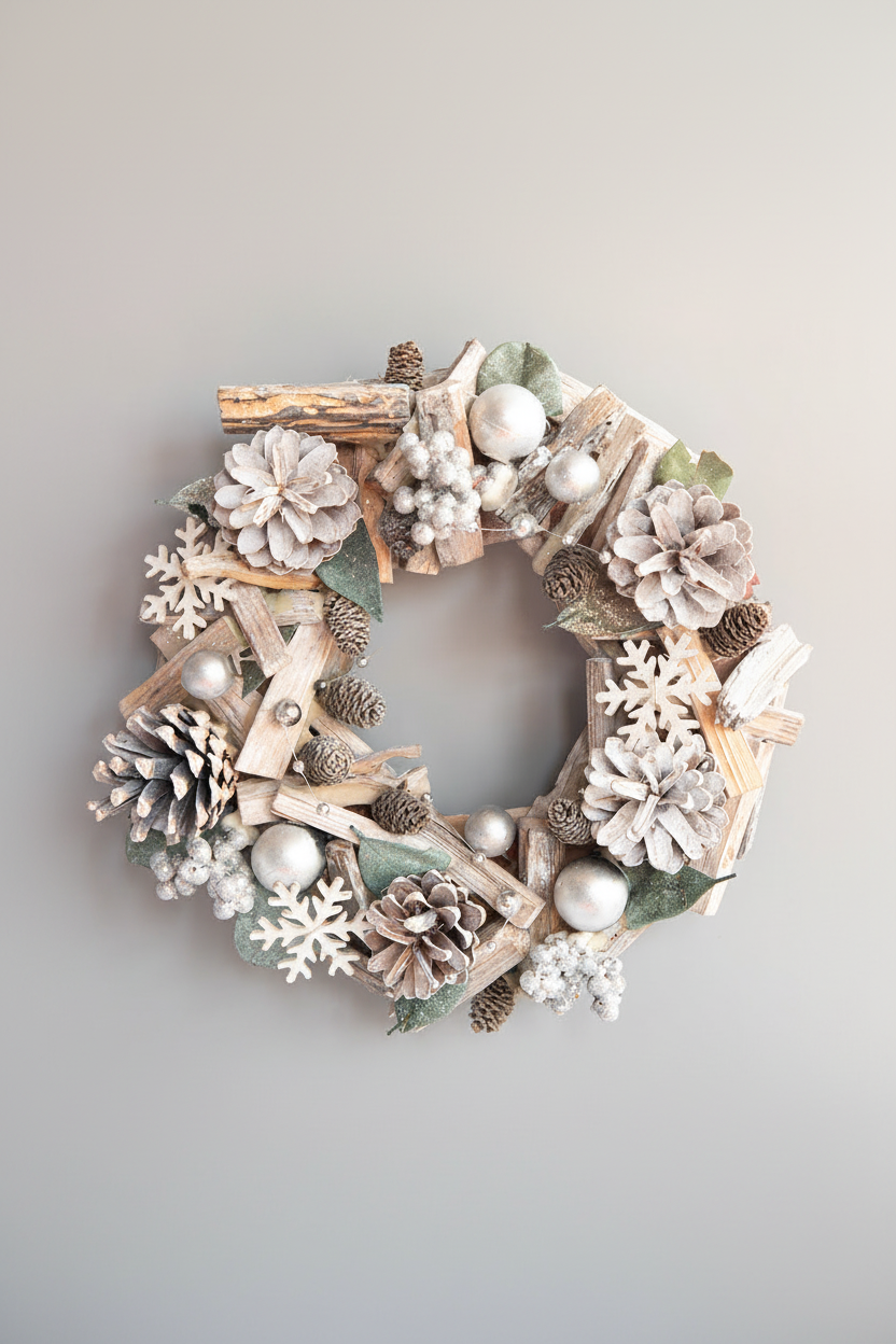 Nordic Christmas décor with pinecones and snowflakes, supplier image 9