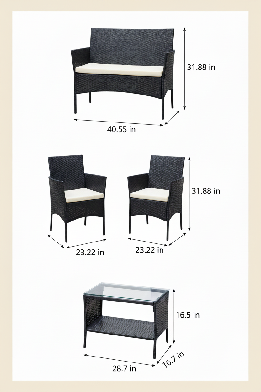 Patio set dimension diagram