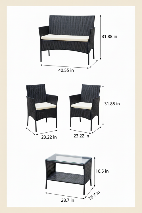 Patio set dimension diagram