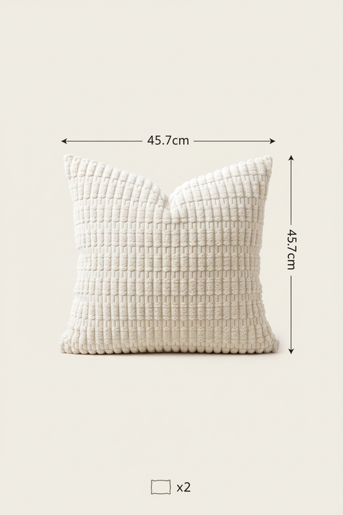 Cream White Striped Corduroy Pillow Covers, 2-Pack, 18×18 in - Specs