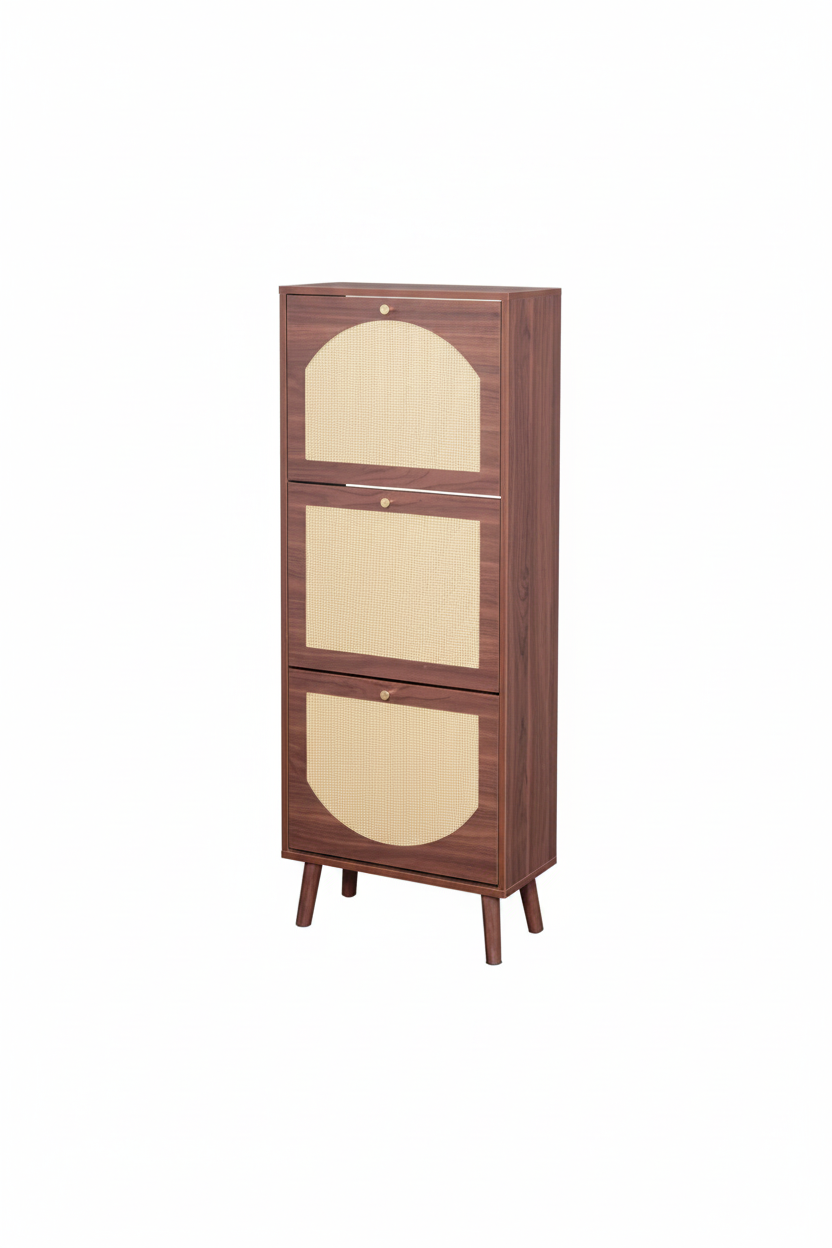 Rattan shoe cabinet hero on white