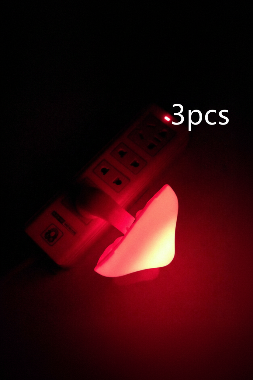 Red mushroom sensor night light glowing in the dark, 3-piece set