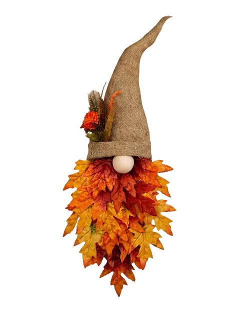Maple Leaf & Gnome Fall Wreath, 60 × 30 cm