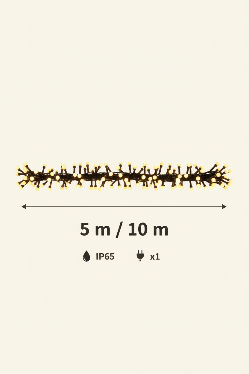 String light size diagram, 5 m and 10 m
