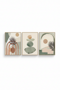 Three-piece botanical canvas art set on white