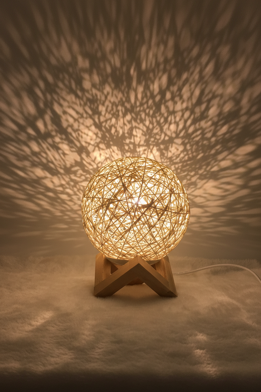 Woven Rattan LED Table Lamp – Soft Ambient USB Light