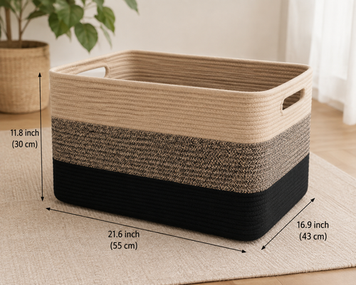 Woven Cotton Rope Storage Basket - Specs