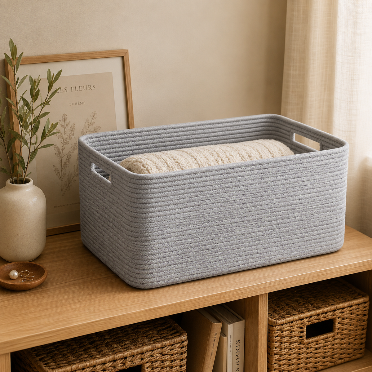 Woven Cotton Rope Storage Basket