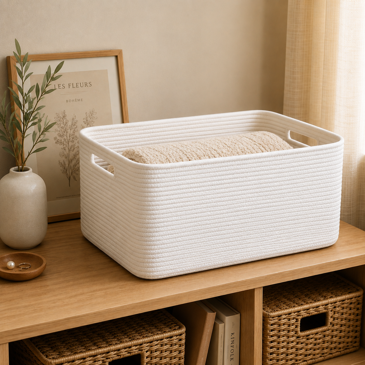 Woven Cotton Rope Storage Basket