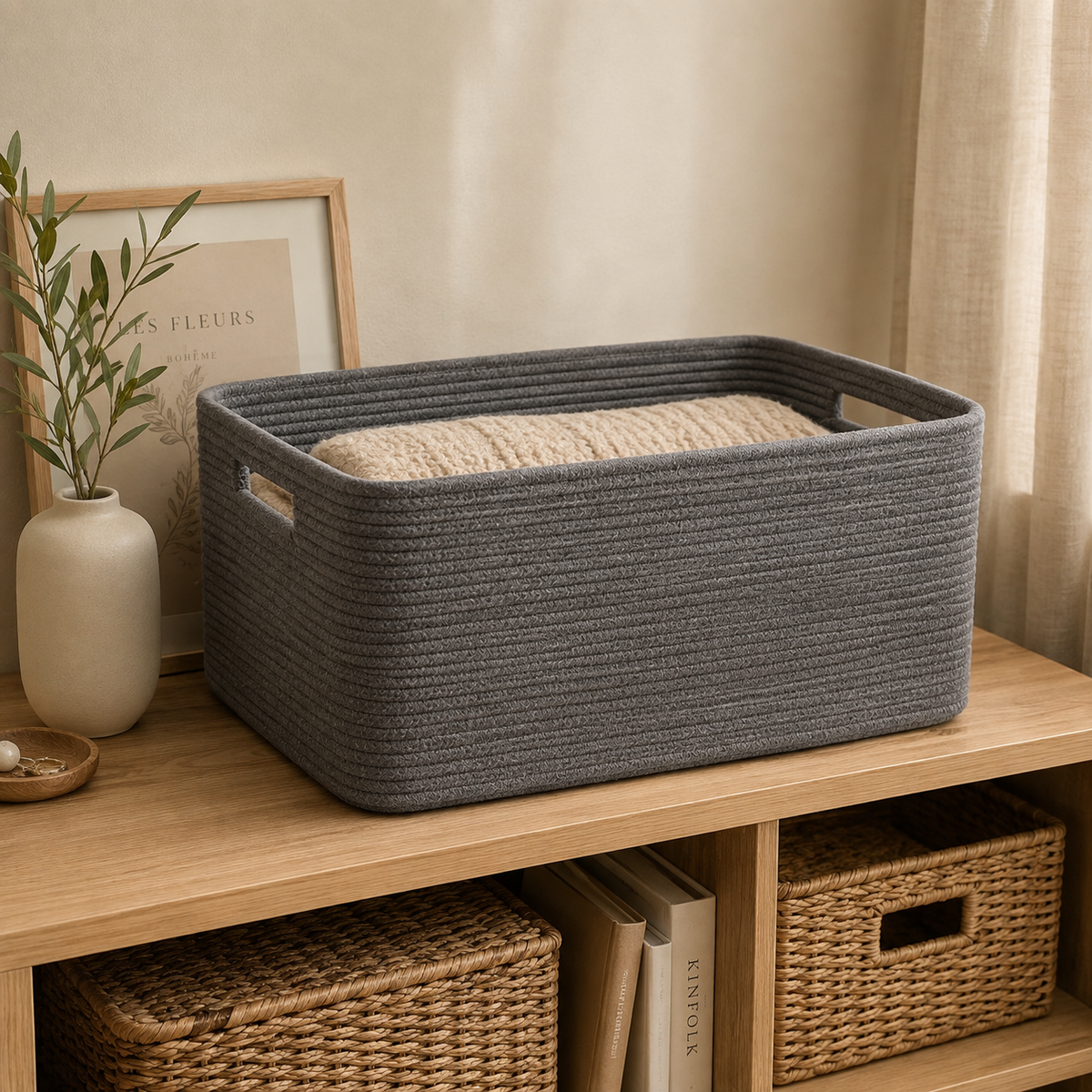 Woven Cotton Rope Storage Basket